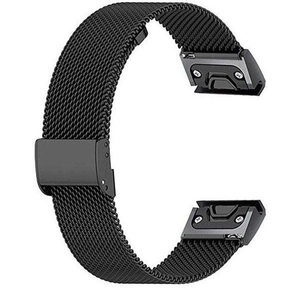 Milanese Garmin Fenix 7S Wristband in Stainless Steel in black