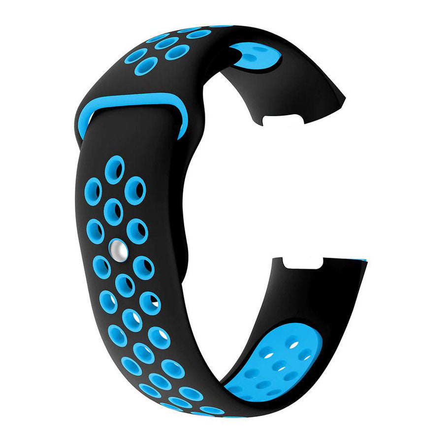 Breathable Fitbit Charge 4 Watchband in Silicone in black blue