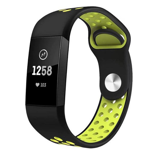 Strap For Fitbit Charge 4 Breathable in black yellow in black yellow