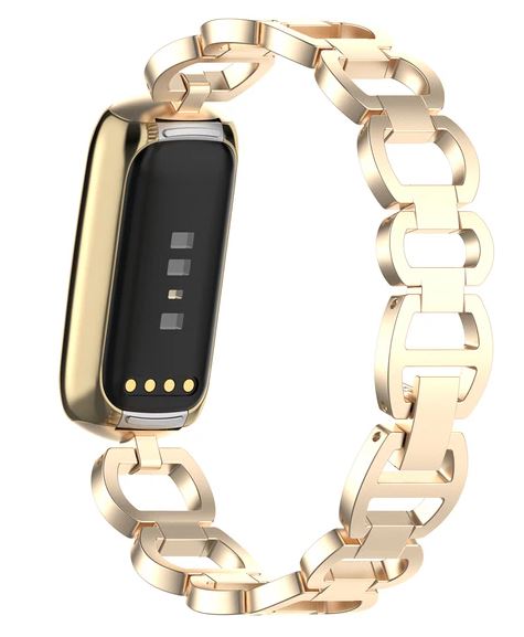 metal fitbit luxe band in champagne