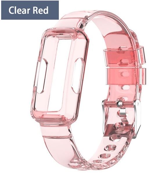 fitbit inspire hr watchband in clear red