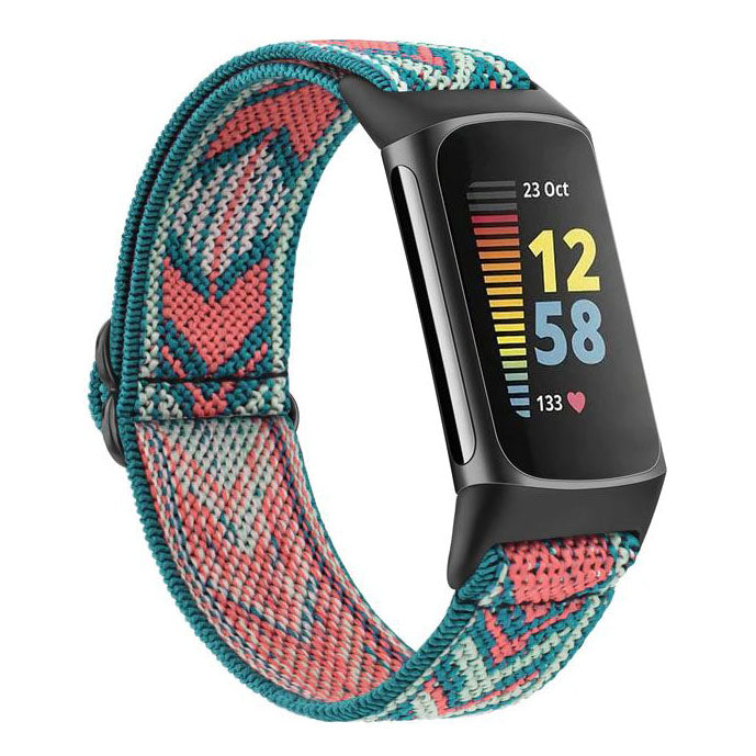 Bohemian Fitbit Charge 6 Watchband in Nylon in green arrow