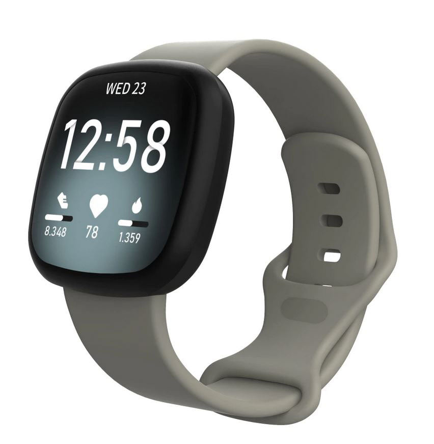 Plain Fitbit Versa 3 Watchband in Silicone in light grey