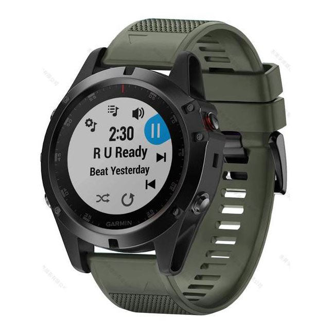 Plain Garmin Fenix 6 Watchband in Silicone in olive green