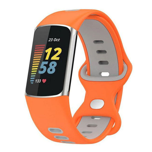 Breathable Fitbit Charge 6 Band in Silicone in orange grey