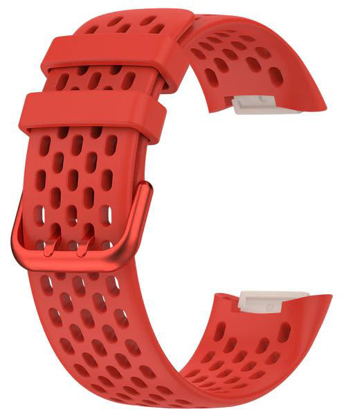 Breathable Fitbit Charge 6 Wristband in Silicone in red
