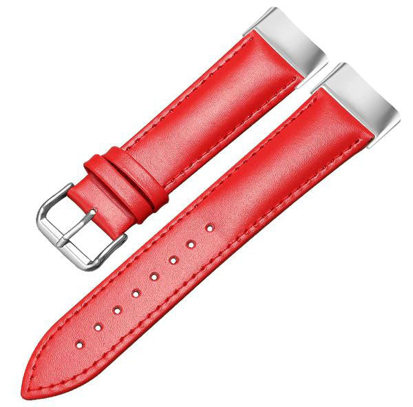Plain Fitbit Charge 6 Watchband in Leather in red silver