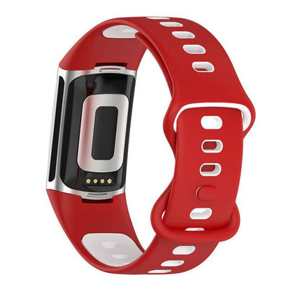 Breathable Fitbit Charge 6 Wristband in Silicone in red white