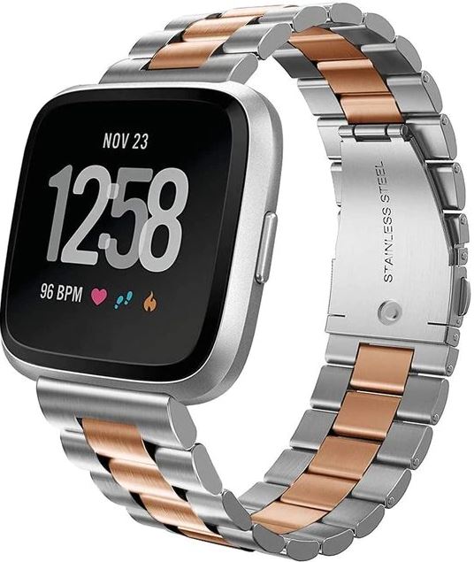 band for fitbit versa 2 silver rose