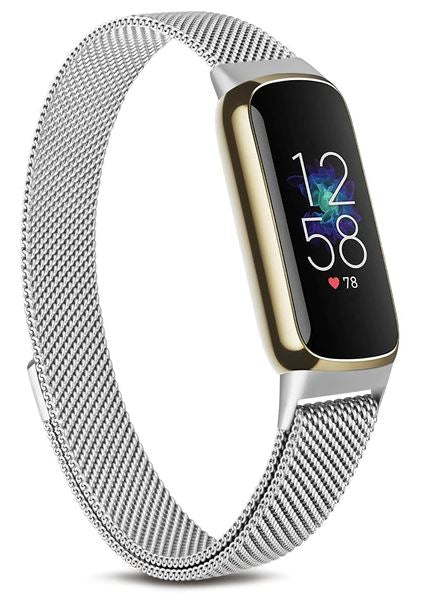 metal fitbit luxe band in silver